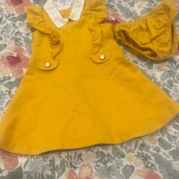 Janie Jack Collared Ruffle Ponte Dress Yellow 6-12 Mos - Picture 1 of 12
